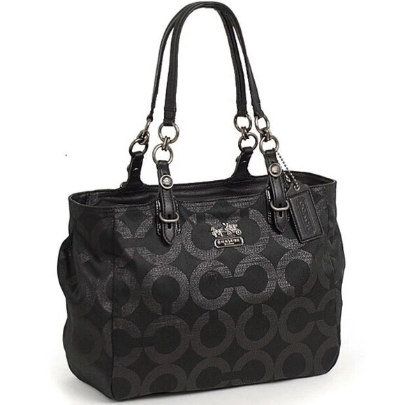 Euc Coach Mia Metallic Lurex Black Shoulder Bag w/Wristlet - Picture 1 of 16